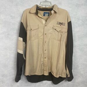 Vintage Wrangler Color Block Western Shirt Canvas Mens 2XL Cowboy Aztec Flaw